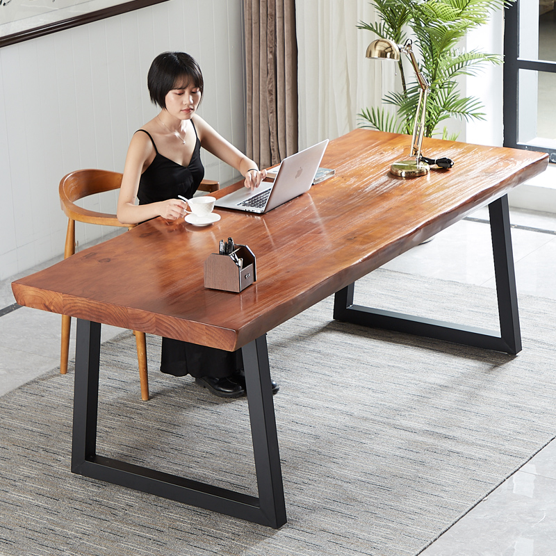 电脑桌书法桌家用书桌椅子简易实木办公桌桌子直播用长桌中式成人