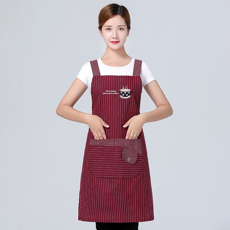 正品围裙奶茶咖啡店工作服女男时尚韩式日式棉布厨房家用防水防油