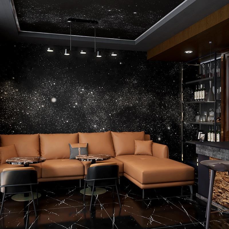 墙顶装饰KTV酒吧3D壁纸墙布个性夜空清渐变色壁画餐厅太空星空吧