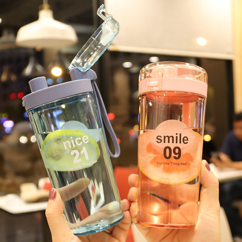 韩版清新水杯创意健身杯蛋白粉摇摇杯学生夏天随手杯简约便携杯子