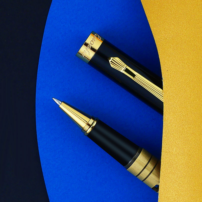 罗氏签字笔金属中性笔黑色铜杆镂空雕花商务高档碳素宝珠笔定制笔