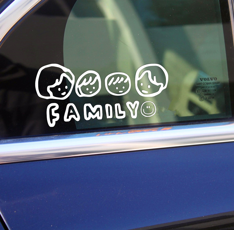 创意汽车贴纸后玻璃车门拉花一家人三口四口五口FAMILY幸福一家贴