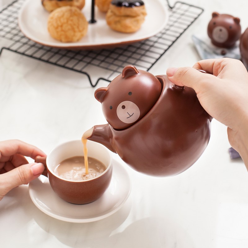 欧式咖啡杯碟套装陶瓷卡通可爱咖啡壶泡花茶壶下午茶少女心家用