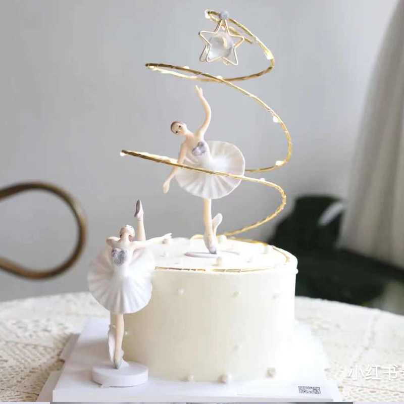 芭蕾舞女孩蛋糕装饰摆件跳舞女宝宝生日插件小公主小仙女甜品台