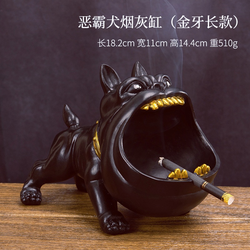 恶霸狗社会犬烟灰缸创意个性动物家用可爱卡通法斗烟缸陶迷陶瓷