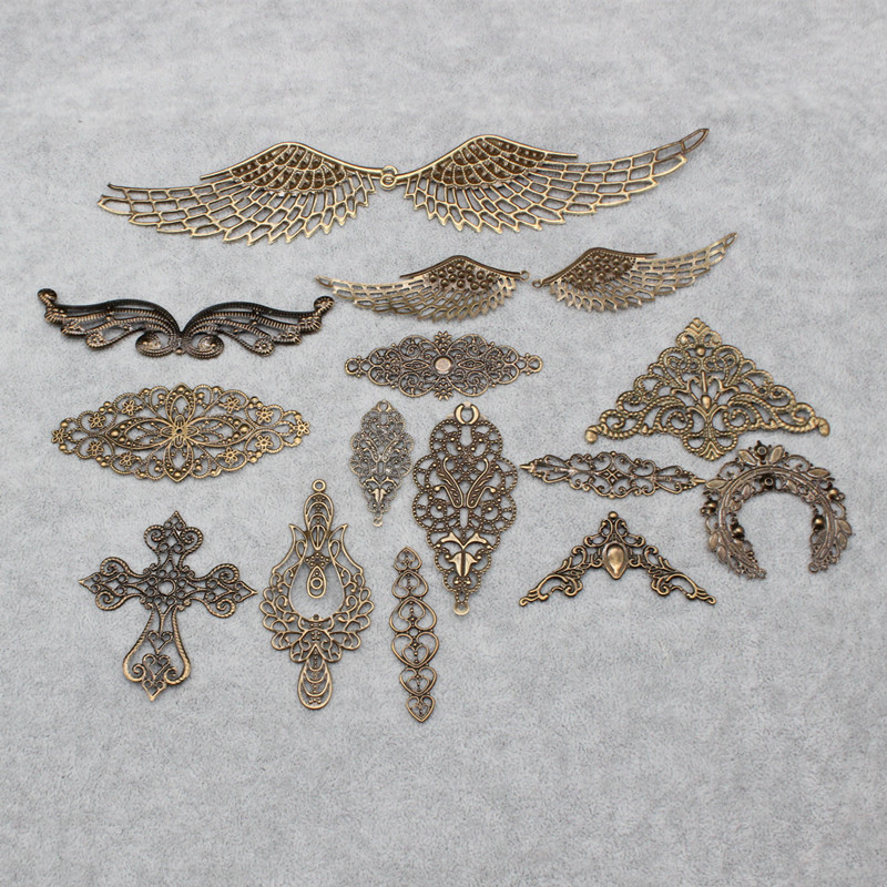 DIY复古铜色翅膀十字配件洛丽塔美杜莎光环巴洛克皇冠材料