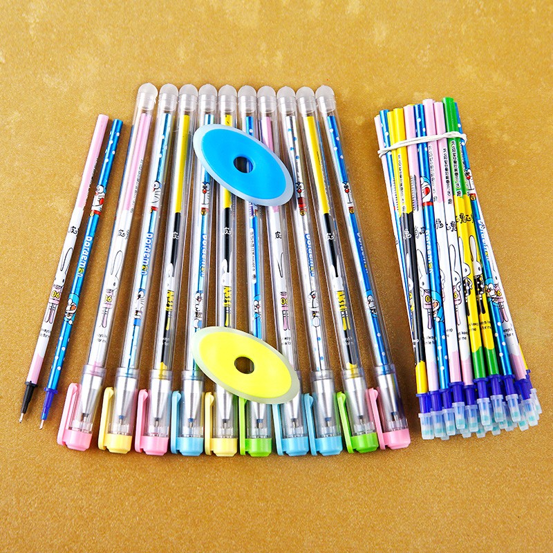 透明杆10支装可擦笔3-5年级小学生用热磨魔力摩易消可擦中性笔晶蓝色黑色替芯水笔可檫笔芯女生儿童可爱卡通