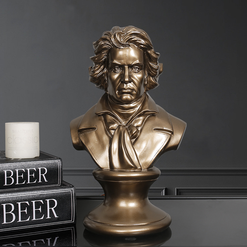 贝多芬头像雕塑音乐人物雕像钢琴上摆件文艺风格冷铸铜工艺装饰品