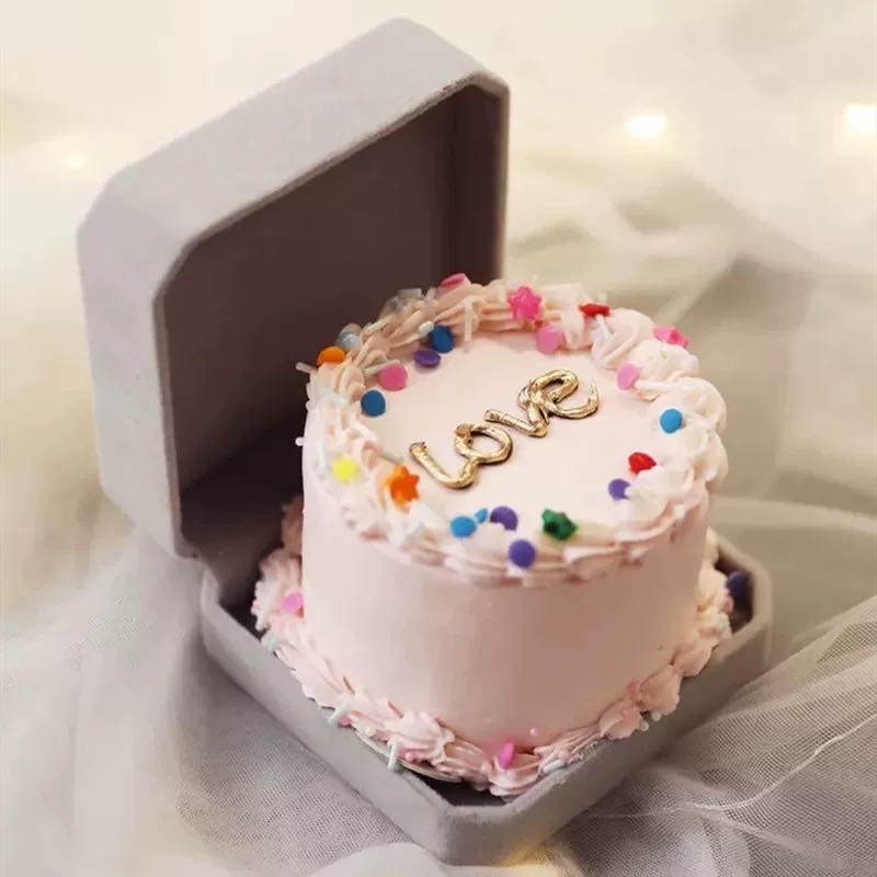 情人节求婚戒指盒生日蛋糕甜品小4寸迷你首饰盒创意求婚蛋糕摆件