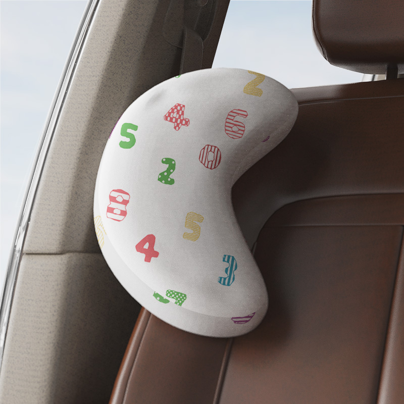 新品SOU数字设计图案安全带护肩带月亮靠枕头汽车护颈枕内饰座椅