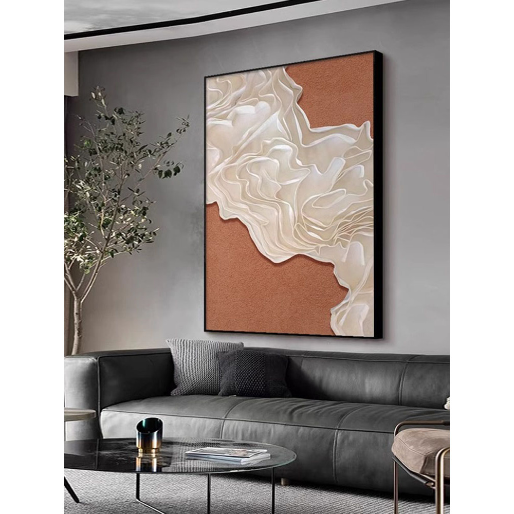 现代简约黑白灰客厅沙发背景墙抽象装饰壁画酒店大堂走廊高端挂画