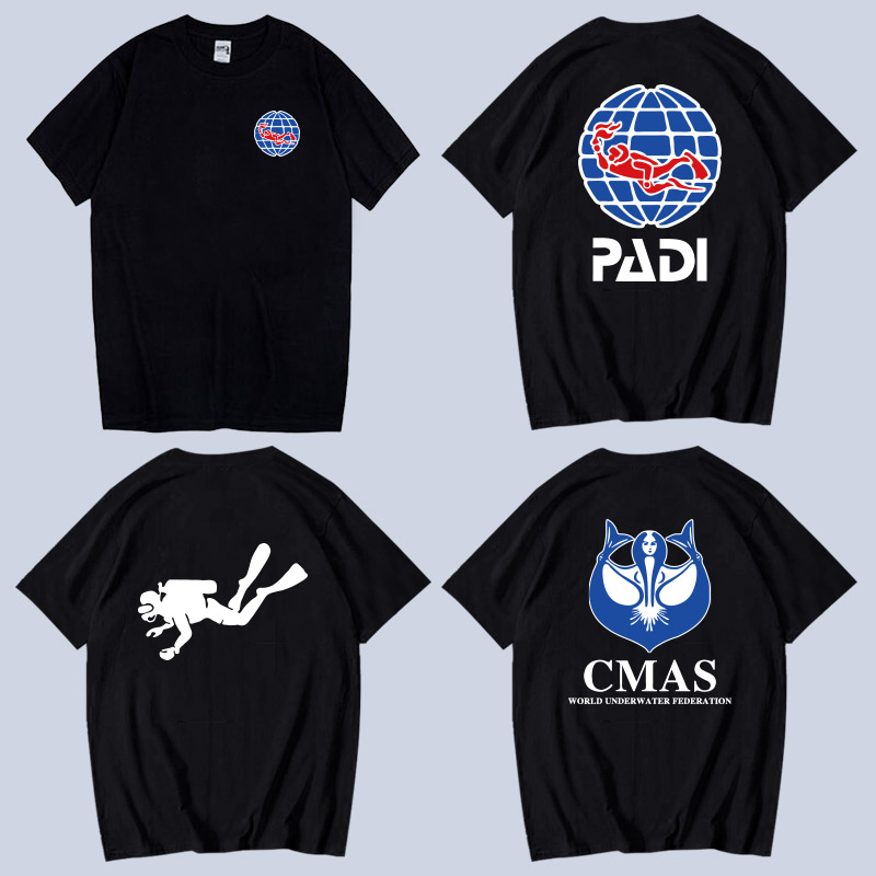 世界潜水联合会CMAS世界潜联PADI潜水教练协会圆领T恤短袖衣服