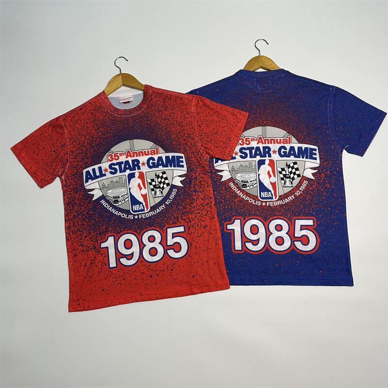 复古款 原单M&N联名美式篮球1985年全明星赛圆领短袖T恤 数码印花