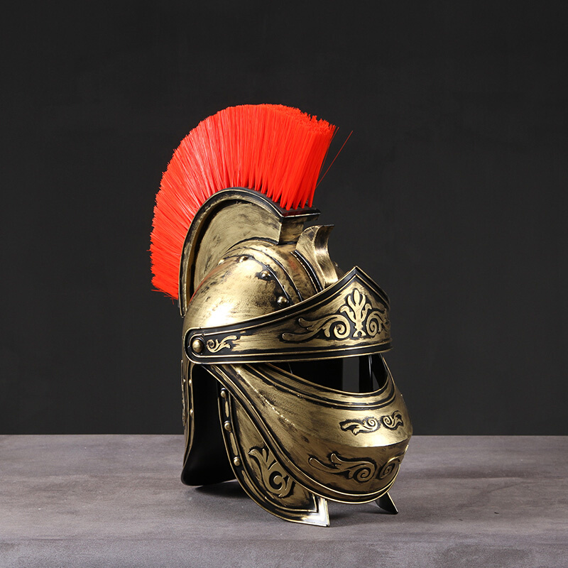 中世纪骑士头盔古罗马盔帽道具欧式复古摆件金属欧洲士兵模型装饰