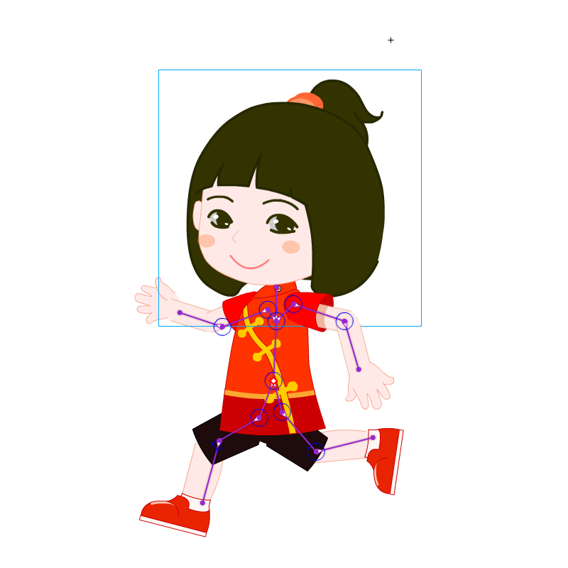 骨骼动画人物跑步红衣女孩图萄动漫原创flash cs6源文件animate
