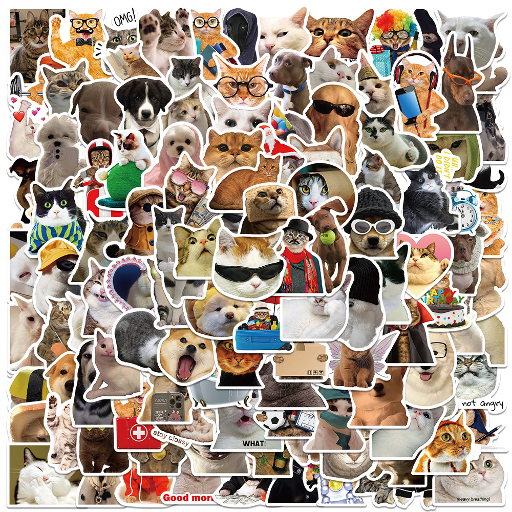 200张猫狗MEME外网抖音表情包涂鸦贴李箱笔记本电脑ipad手机贴纸
