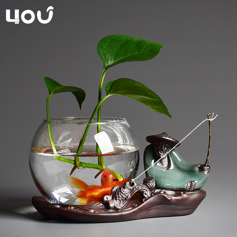 创意水培花盆花瓶玻璃水养植物绿萝容器透明家用客厅摆件插花器皿