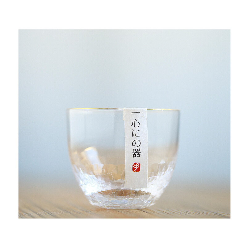 日本手工耐热玻璃冰裂茶杯 进口冰裂纹品茗杯 透明功夫茶闻香杯