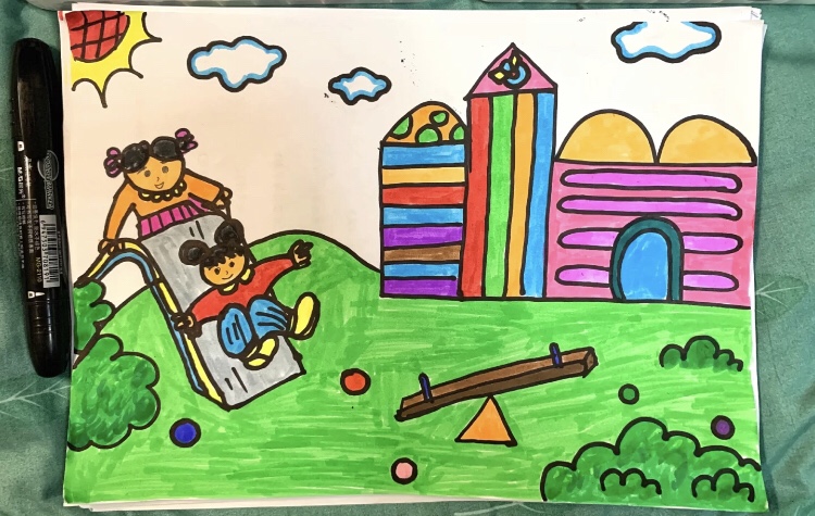 我的幼儿园主题绘画模板童年儿童画手抄报电小学生电子简笔画绘画