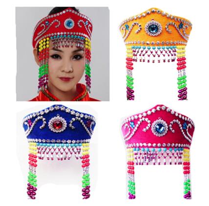 蒙古族舞蹈演出头饰 少数民族服装配饰 内蒙古藏族舞蹈演出帽子新