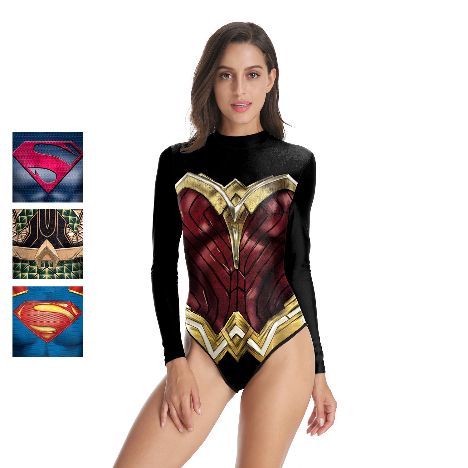 正义联盟 神奇女侠cosplay超人海王英雄装扮表演出服女士长袖泳衣