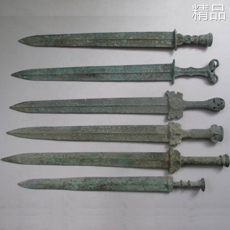 古代兵器青铜剑做旧古玩带鞘铜剑鎏金错银纯铜一体刀摆件随身短剑