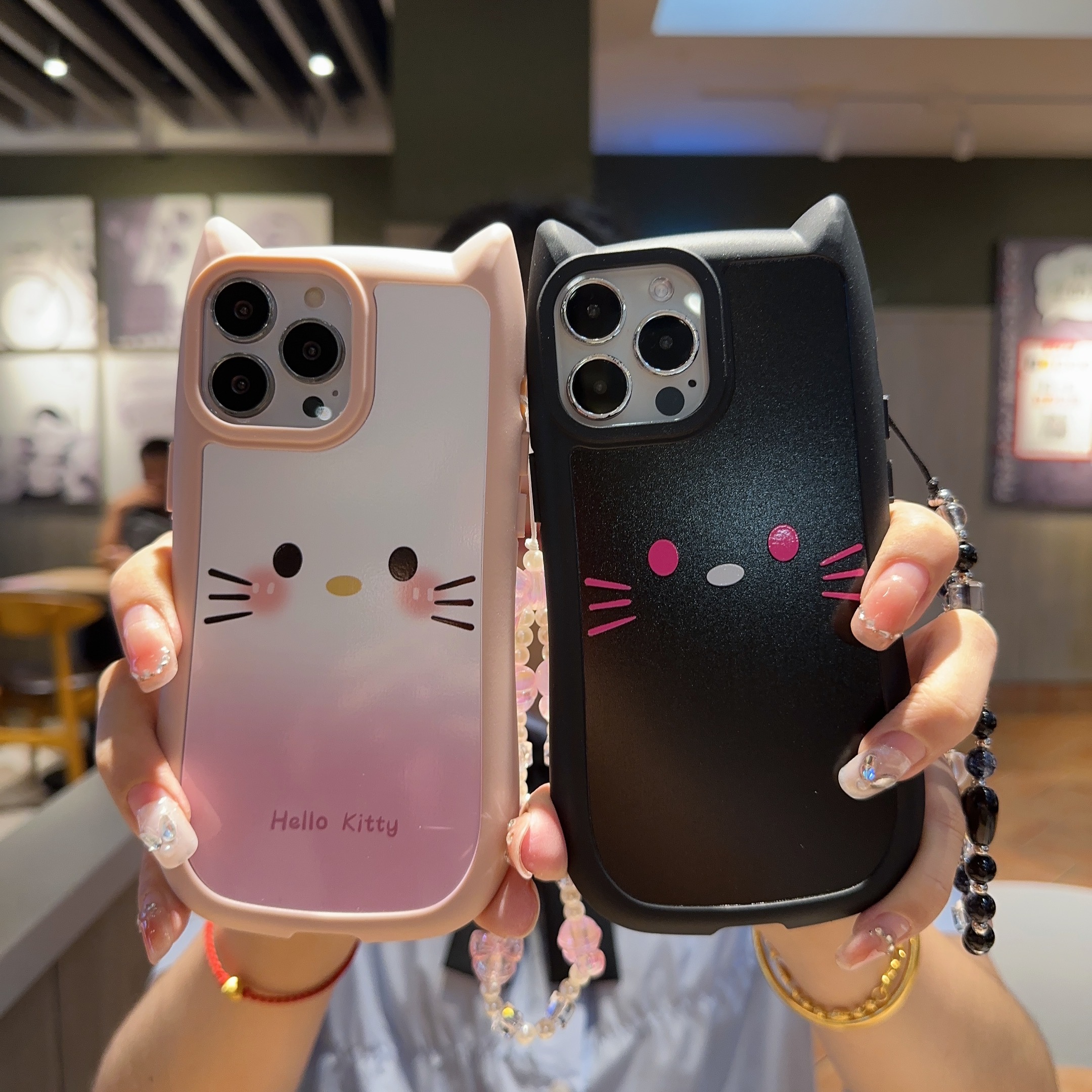 日本HelloKitty凯蒂猫耳朵适用iPhone15Pro手机壳立体猫咪13/14苹果12promax防摔外壳简约创意i15PM保护套i11