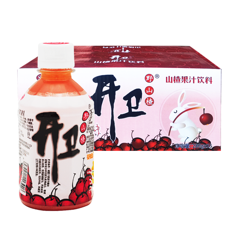 胜基 开卫野山楂汁280gx15瓶 山里红果味果汁饮料 整箱装