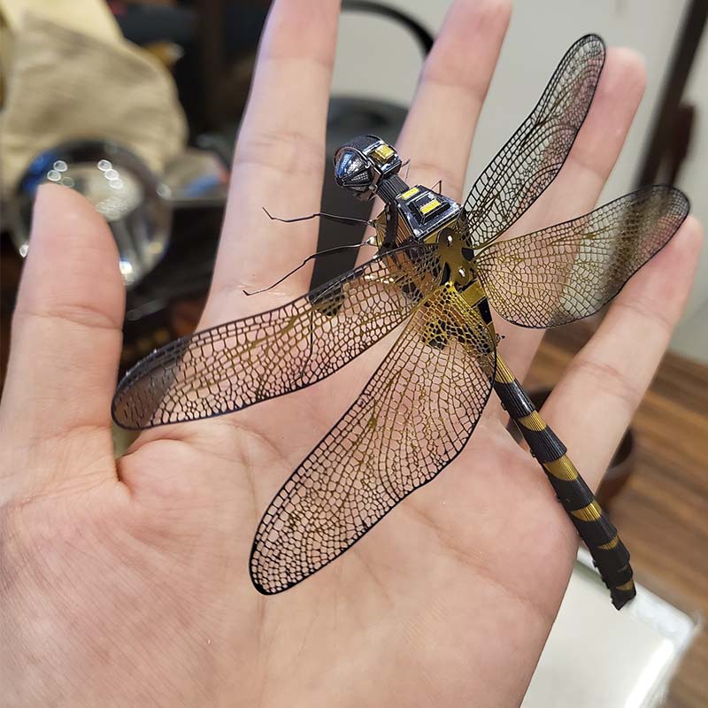 爱拼 全金属不锈钢DIY拼装模型3D迷你立体拼图 彩色蜻蜓 新品