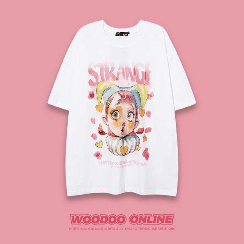 转圈小丑 WOODOO 设计师品牌 日系高街卡通头像印花 男女T恤
