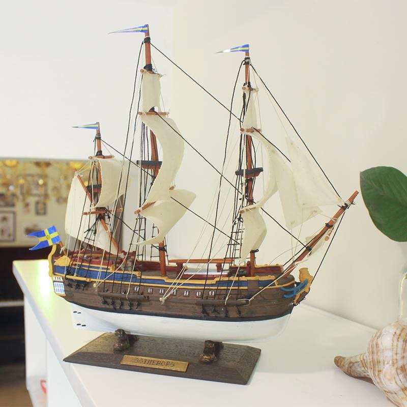 船模型摆件哥德堡号郑和下西洋树脂帆船模型客厅儿童房摆件装饰手
