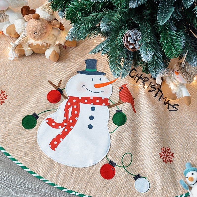 圣诞树树裙底座围裙圣诞布雪花羽毛图案圣诞节装饰地毯地垫场景布