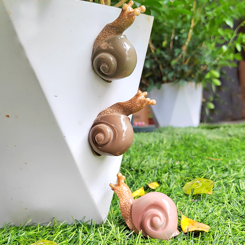 仿真小蜗牛摆件花盆盆栽微景观花园小假山庭院鱼池造景鱼缸装饰品