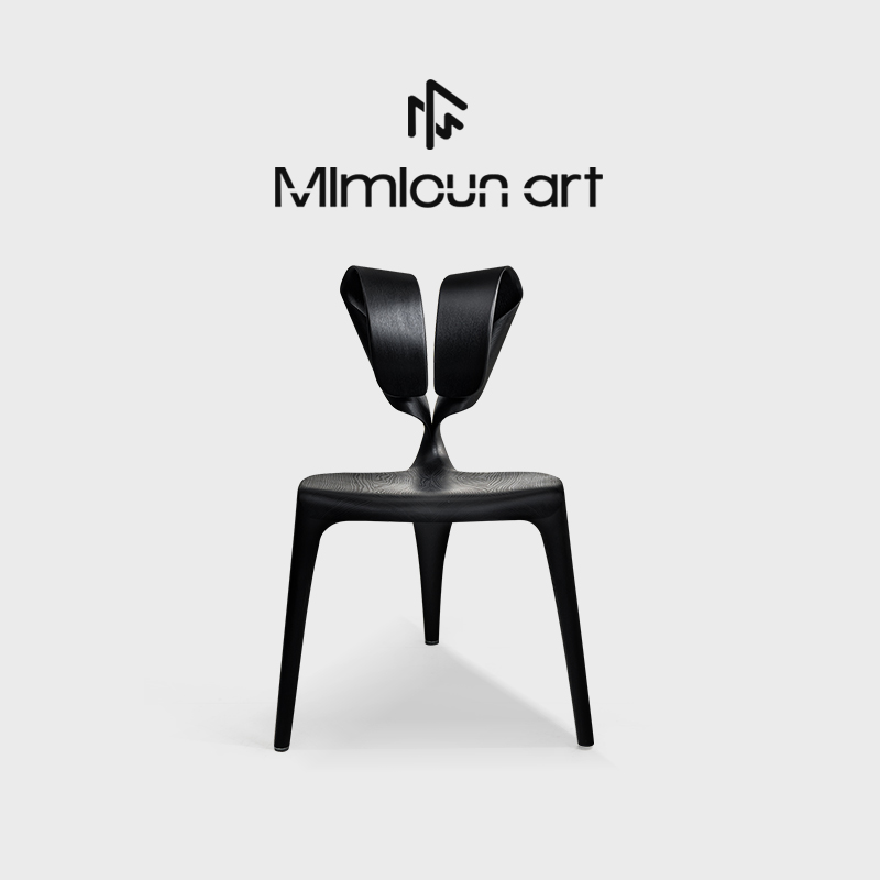 米米村白羊座艺术椅设计师实木餐椅轻奢高档靠背椅别墅个性休闲椅