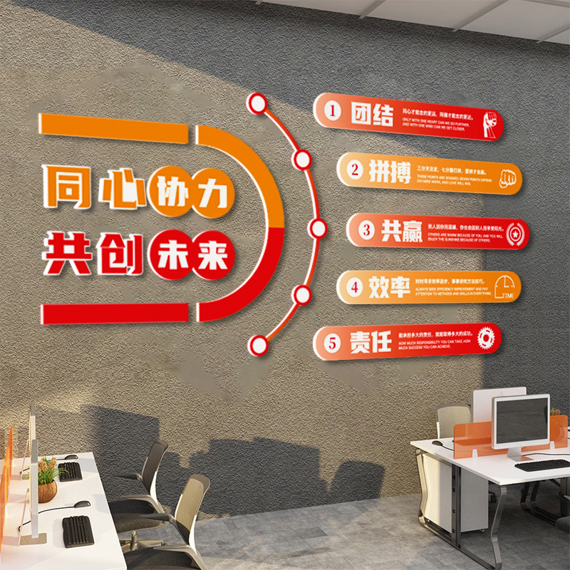团队励志标语墙贴公司高级感办公室墙面装饰氛围布置企业文化设计