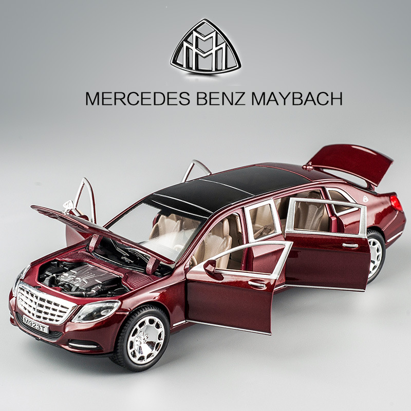 合金车模仿真迈巴赫奔驰S600加长汽车模型声光回力儿童玩具车摆件