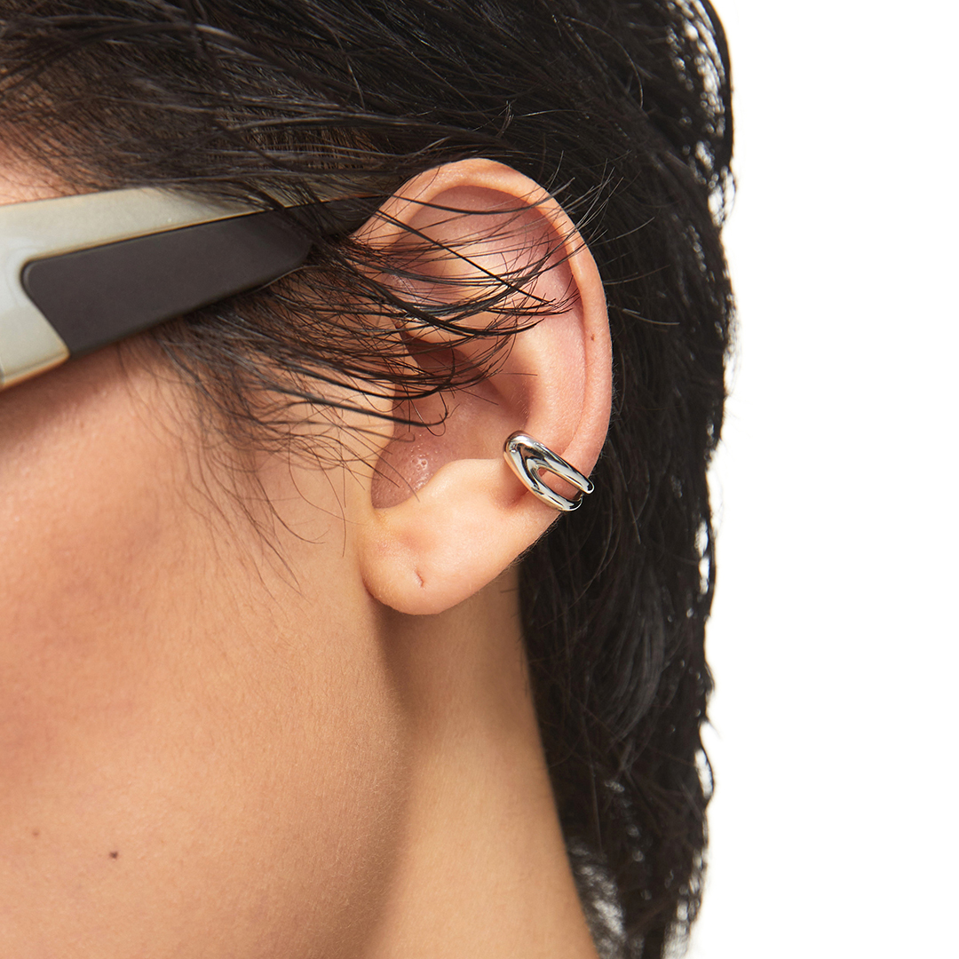 Simple Project 925银流线型螺旋凸角设计感耳夹耳饰简约耳环原创