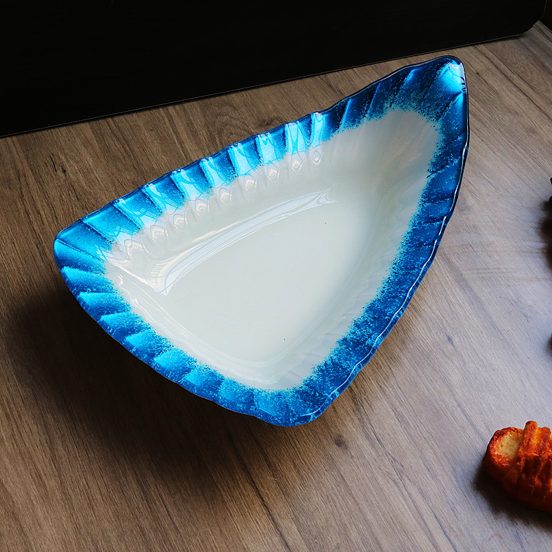 创意玻璃龙船刺身盘干冰盘子澳龙三文鱼海鲜姿造拼盘自助餐具菜盘