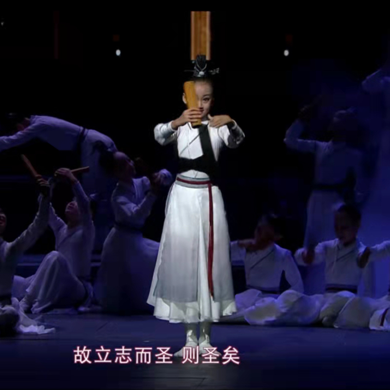 儿童壮志少年行舞蹈少年志水墨朗诵表演出服古装汉服国学服中国说