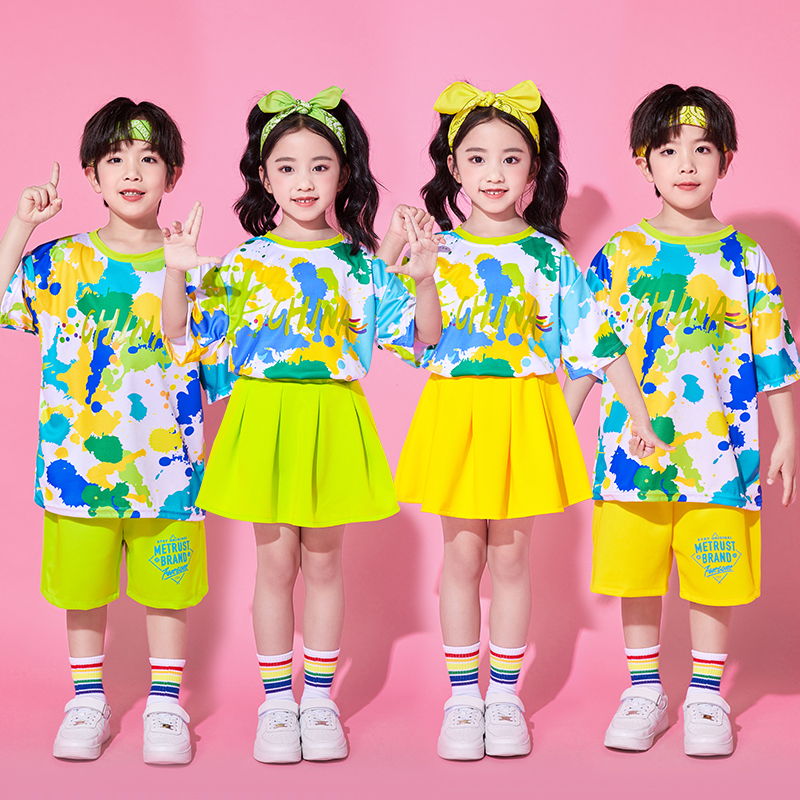 六一儿童演出服小画家幼儿园舞蹈彩色毕业服装小学生啦啦队表演服