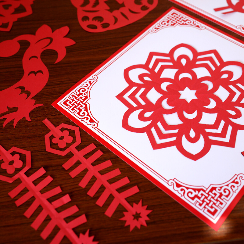 新年手工春节剪纸材料包儿童窗花传统中国风底稿图案半成品小学生