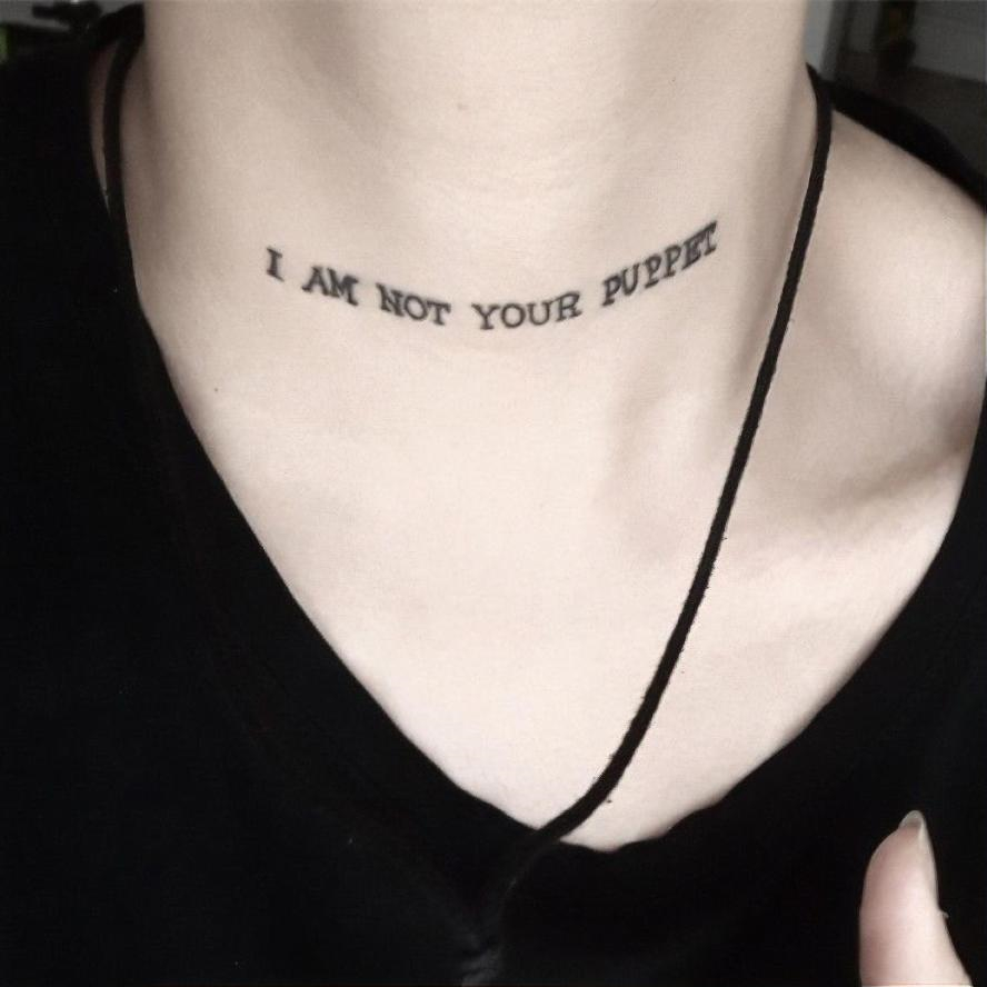 “我不是你的傀儡”个性英文纹身贴防水男女持久仿真 ins字母脖子
