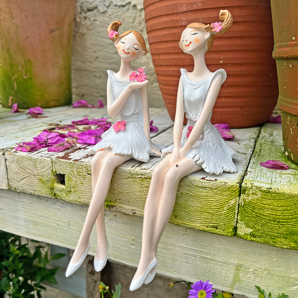 创意天使姐妹花女孩摆件客厅卧室家居装饰花园阳台庭院北欧装饰品