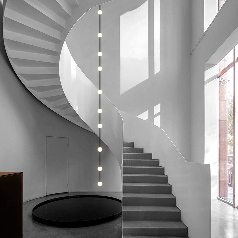 楼梯吊灯小复式公寓极简超长可拼接串珠创意设计一线多头个性灯饰