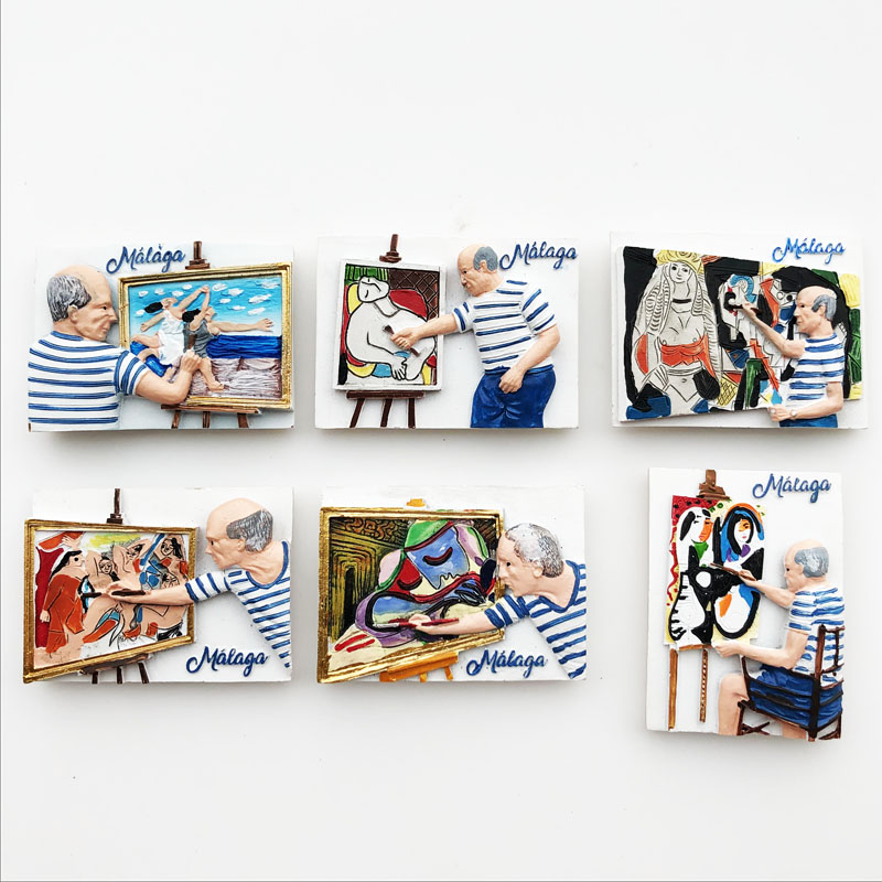 欧洲西班牙画家毕加索立体人文旅游纪念礼品磁贴冰箱贴创意留言帖