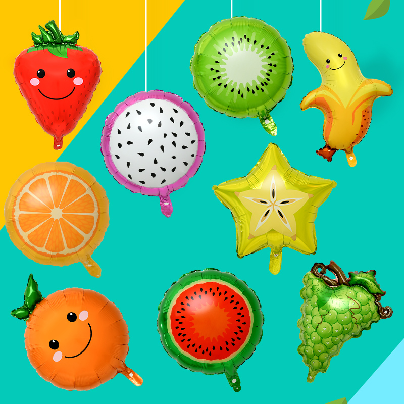 水果铝膜气球香蕉西瓜橘子草莓卡通蔬菜铝箔汽球生日派对装饰布置
