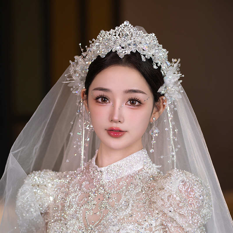 新娘头饰韩式皇冠轻奢闪亮巴洛克超仙对夹结婚造型公主高级感发饰