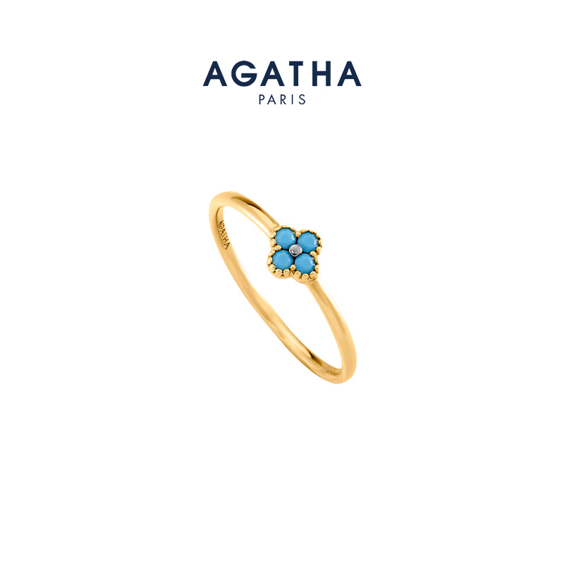AGATHA/瑷嘉莎幸运四叶花系列细圈戒指女轻奢高级饰品