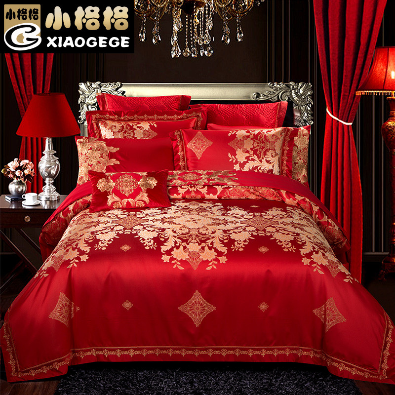 新中式床上用品四件套 高档奢华十件套 结婚床品婚庆四六八件套