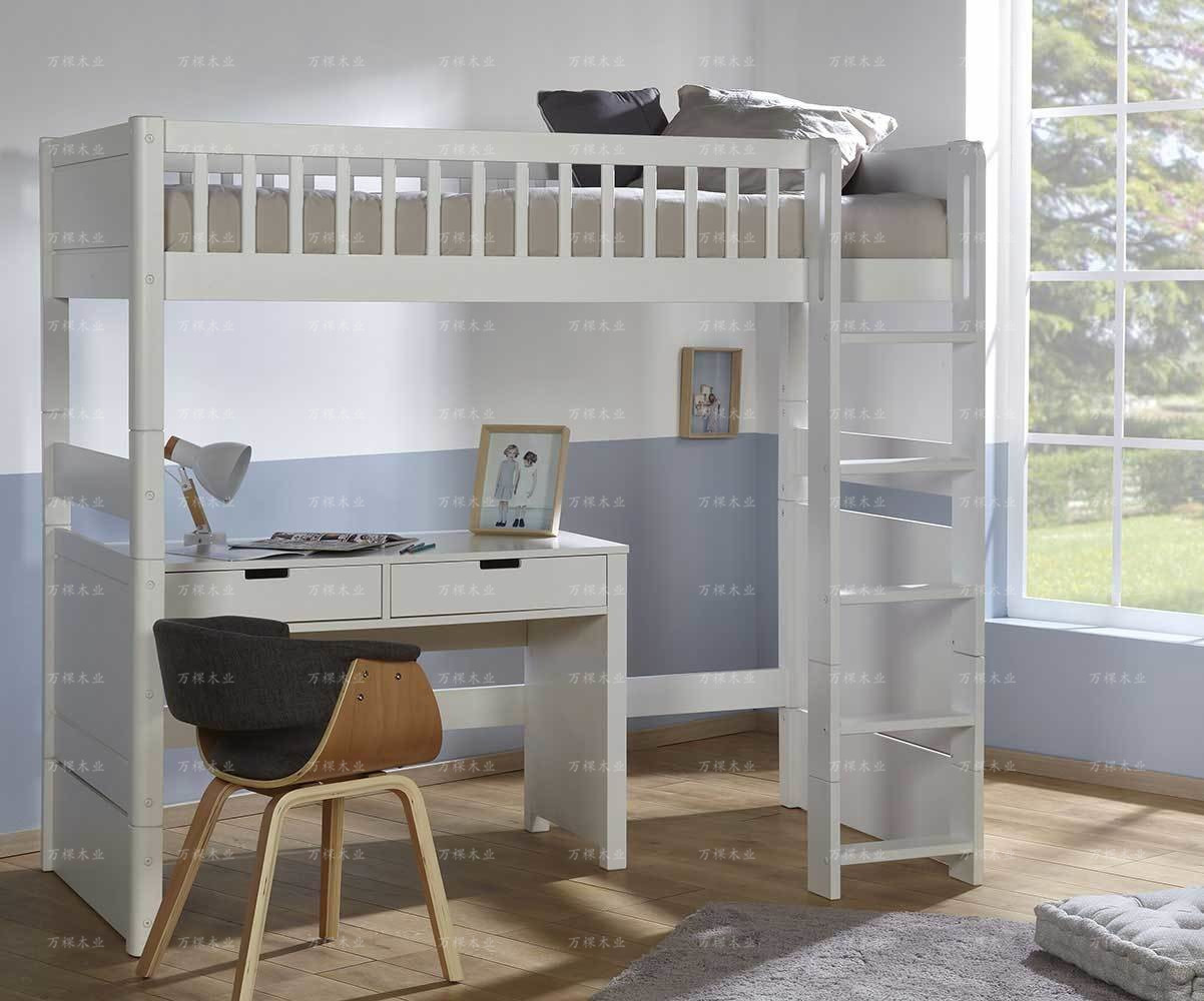 定制小户型实木多功能高架床上床下休闲书桌衣柜床简约儿童双层高